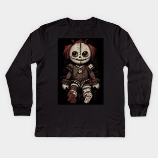 Gothic Voodoo Doll - Scary Doll Design Kids Long Sleeve T-Shirt